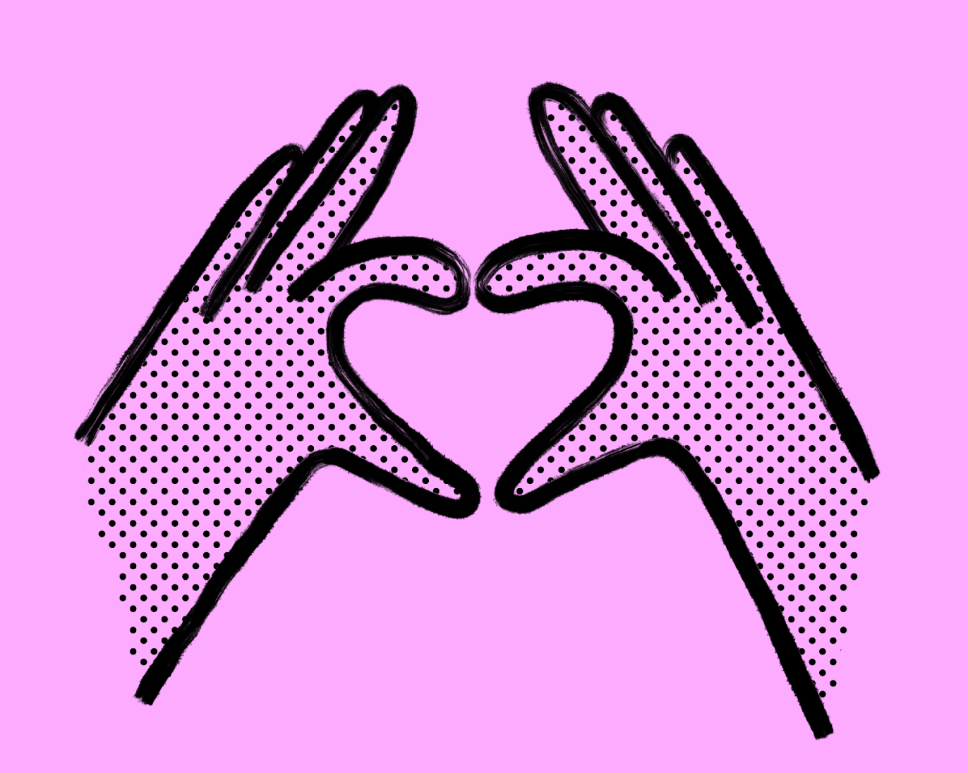 An illustration of two hands forming a heart shape with the thumb and index fingers.